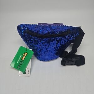 Blue Sequin Fanny Pack Festival Server Bartender 2 Pocket Zip